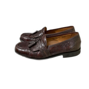 Florsheim Loafer Dress shoes Men's 8.5 D Brown Leather Croc embossed Tassel